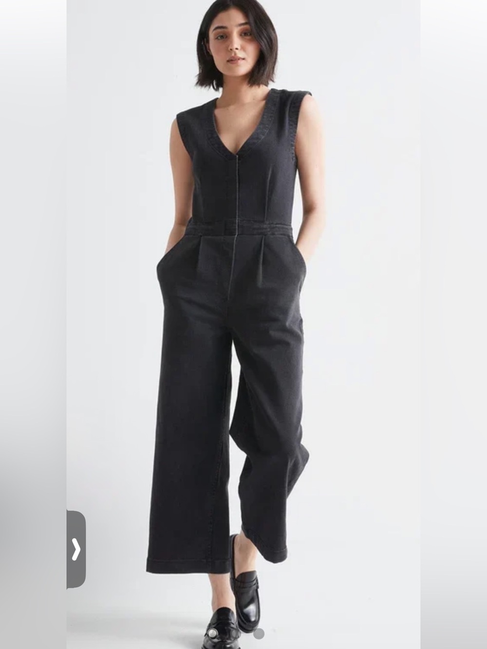 Du/er Sleeveless V-Neck Wide-Leg Jumpsuit in Black